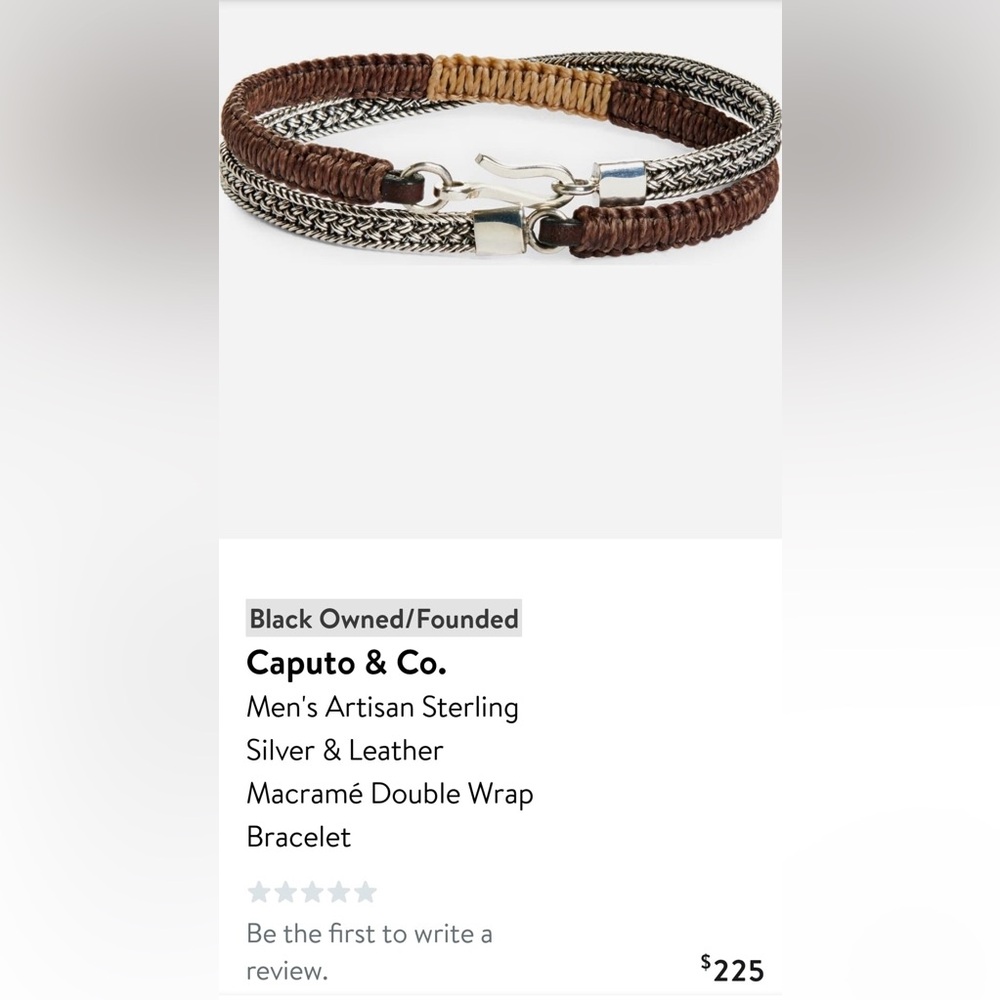 Caputo & Co. Men's Artisan Sterling Silver & Leather Macramé Double Bracelet.#14
